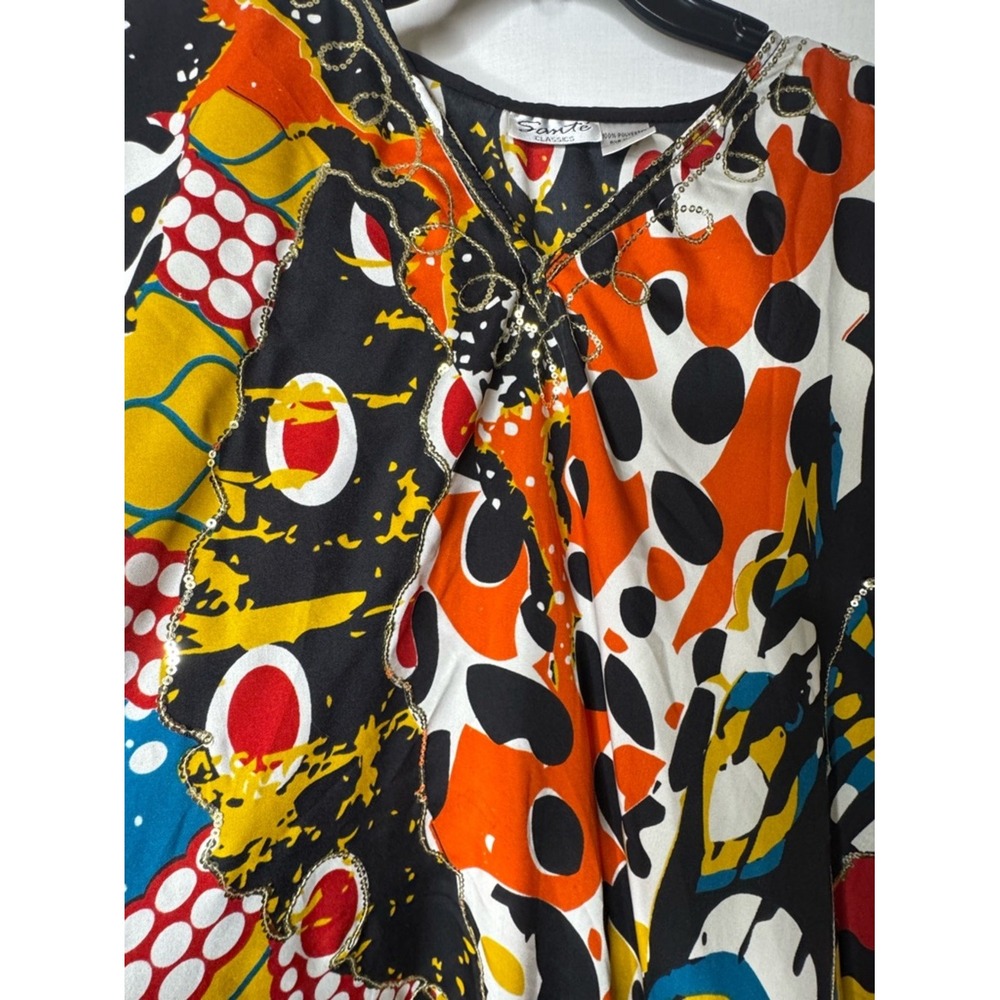 Sante Women Maxi Kaftan MuMu Resort Multi Print Sequin Cruise Maximalist Lounge - Picture 4 of 12